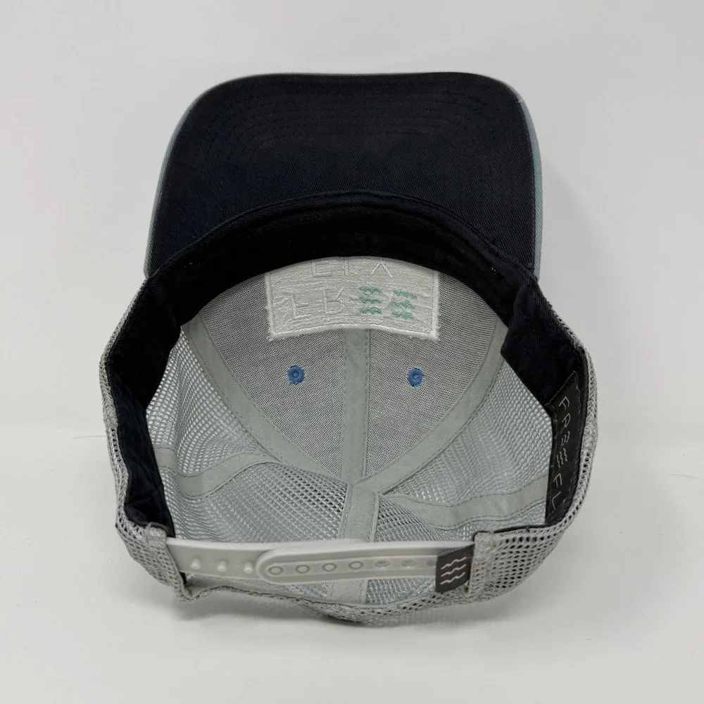 Free Fly Trucker Hat Mens Blue Grey Mesh Snapback Adjustable Logo Patch Cap